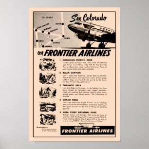 Pôster reprodução do anúncio de Frontier Airlines dos