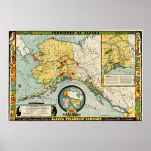 Poster Reproduções do mapa da empresa de navio a vapor