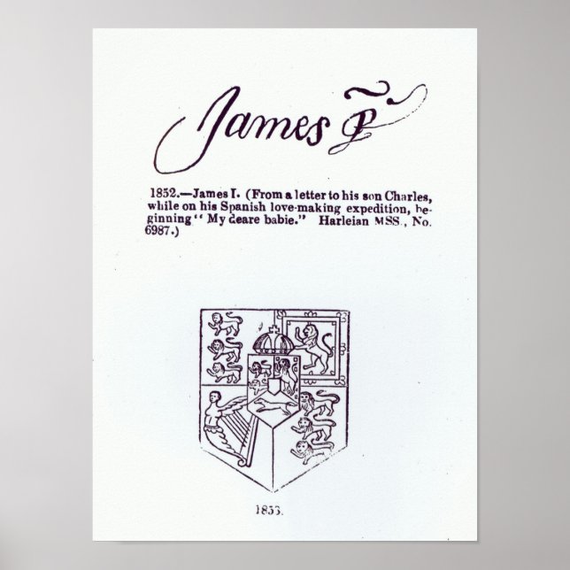 Poster Reproduction of the signature of James VI and (Frente)