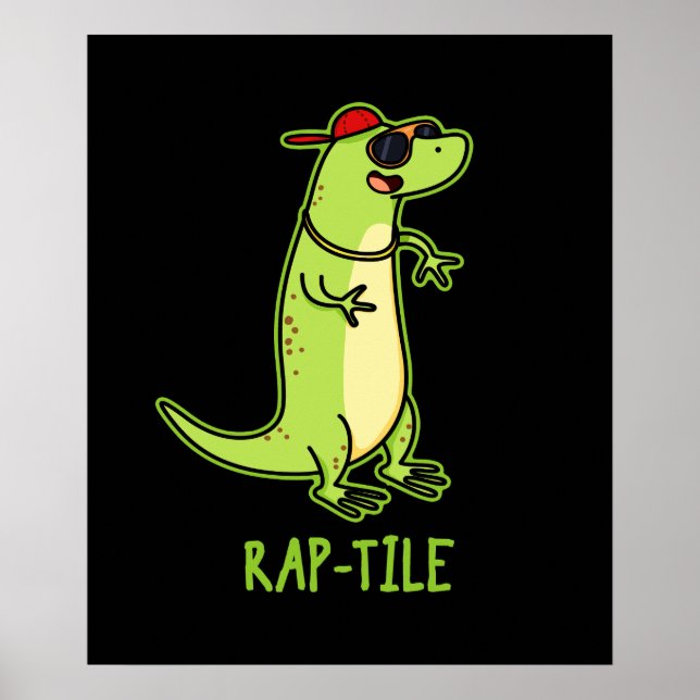 Poster Réptil Engraçado do azulejo rap Lizard Pun Dark BG (Frente)