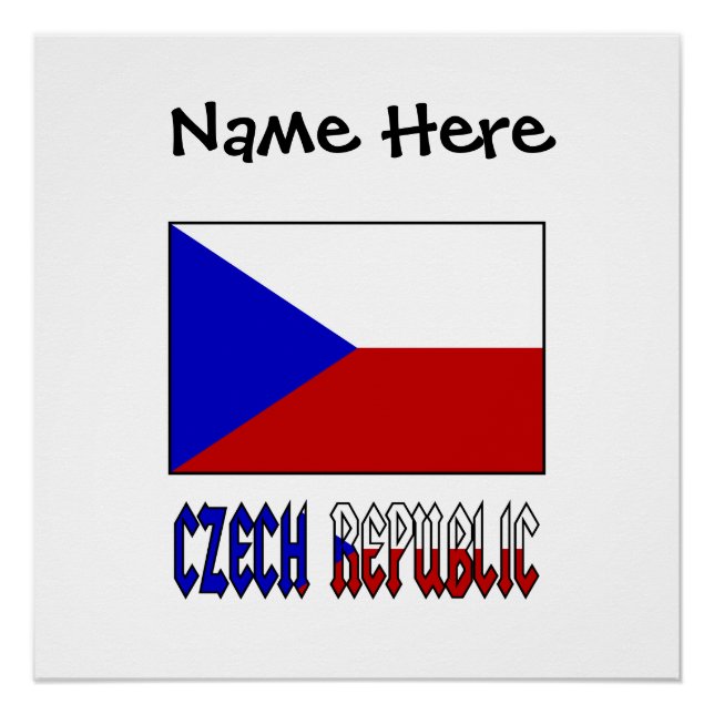 Pôster República Tcheca Bandeira Tcheca Preta Personaliza (Frente)