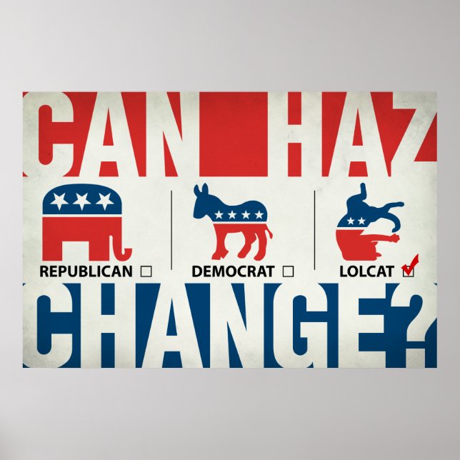 Pôster Republicano, Democrata, LolCat (Frente)
