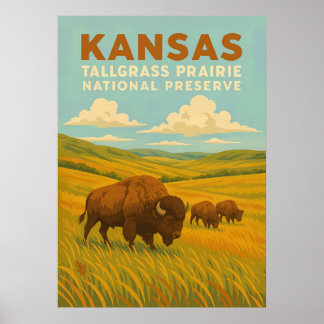 Poster Reserva Nacional V01 de Kansas Tallgramínea Prairi