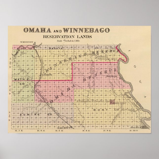 Pôster Reservas Omaha e Winnebago em Nebraska (Frente)