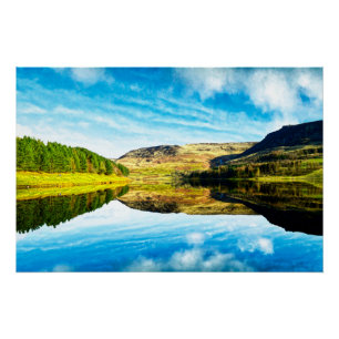 Pôster Reservatório de Dovestone no inverno
