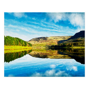 Pôster Reservatório de Dovestone no inverno