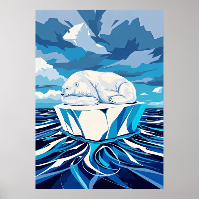 Poster Resfriamento de Urso Polar – Design Pop Minimalist (Frente)