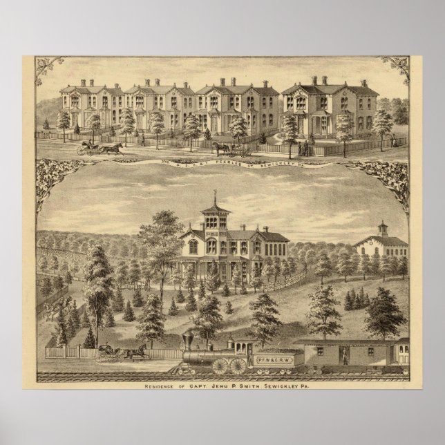 Pôster Residência de Jehu P Smith, Sewickley (Frente)