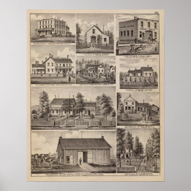 Pôster Residências e edifícios de Fazendas, Owatonna, Min (Frente)