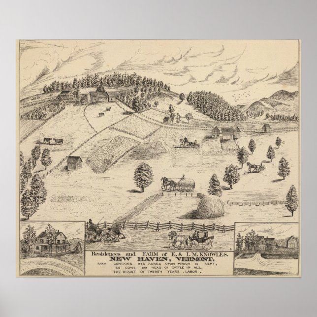 Pôster Residências e fazendas em New Haven (Frente)