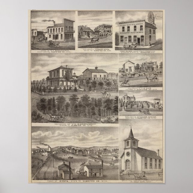 Poster Residências, empresas e Cidade de Eyota (Frente)