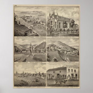 Poster Residências, fazendas, cervejaria e estável,