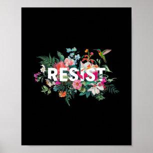 Poster Resist Floral Anti Trump Protesto Político Homem M