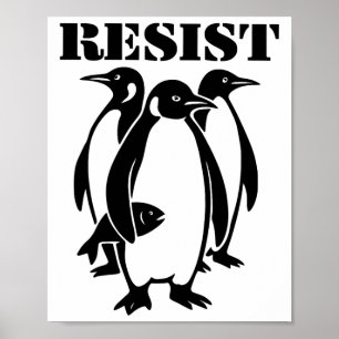 Poster Resist Penguins - Tarifa Trump