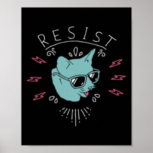 Poster Resista ao Gato Anti Trump Protesto Anti Político