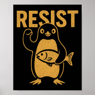 Poster Resista ao Pinguim Rebelde Protestando Contra Tari