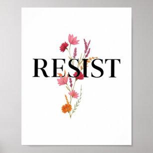 Poster Resista Floral Política Feminista Direitos da Mulh