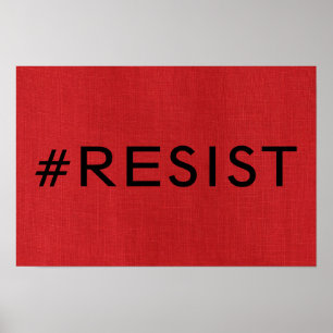 Pôster #Resista no Cartaz de Foto de Textura de Linho Ver