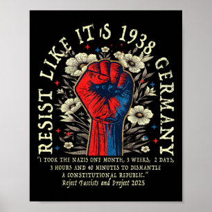 Poster Resiste como se fosse 1938 Alemanha Floral Boho En