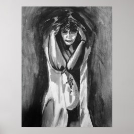 Poster Resistência à Aquarela Monocromática