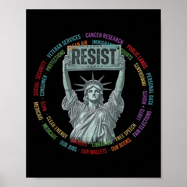 Poster Resistência À Estátua Da Liberdade Dos Eua (Frente)