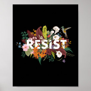 Poster Resistência a Protesto Político Anti-Trump Floral