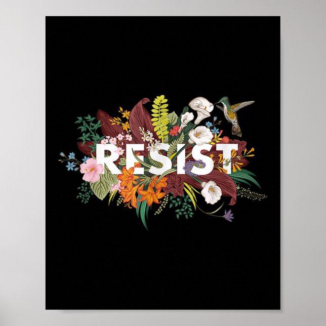 Poster Resistência a Protesto Político Anti-Trump Floral (Frente)