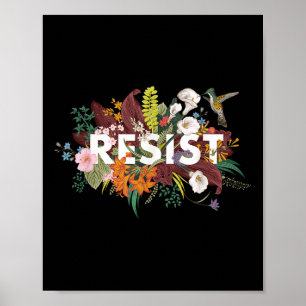Poster Resistência a Protesto Político Anti-Trump Floral