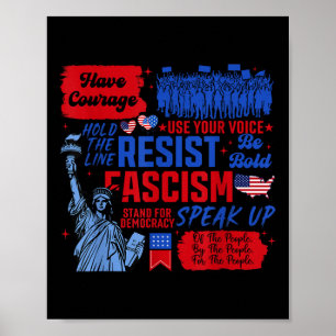 Poster Resistência Ao Fascismo Estátua Ativista Liberal D
