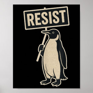 Poster Resistência ao Pinguim em Protesto Contra Tarifas