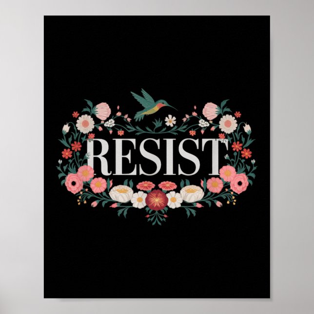 Poster Resistência ao Trump Anti-Trump de Protesto Floral (Frente)