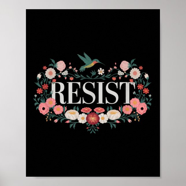 Poster Resistência ao Trump Anti-Trump de Protesto Floral (Frente)