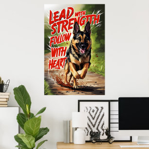 Poster Resistência do german shepherd e Coração