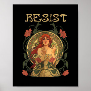 Poster Resistir Art Nouveau Mucha Anti-trump Mulheres Fem