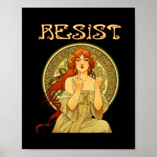 Poster Resistir Art Nouveau Mucha Anti-trump Mulheres Fem