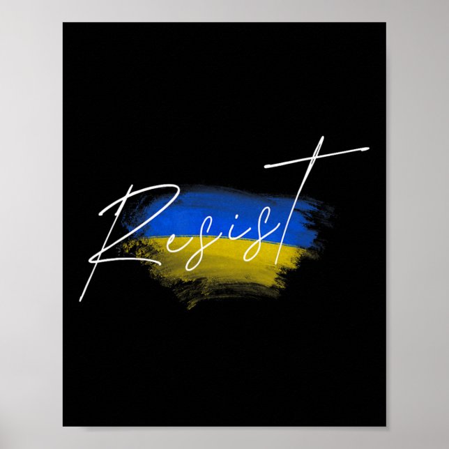 Poster Resistir Bandeira da Ucrânia Ucraniano  (Frente)