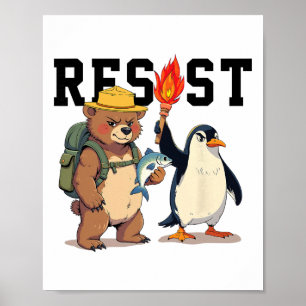 Poster Resistir Urso E Pinguins Anti Trump