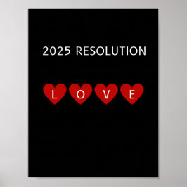 Poster RESOLUÇÃO 2025 AMOR Corações vermelhos Muralha