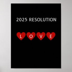 Poster RESOLUÇÃO 2025 AMOR Corações vermelhos Muralha
