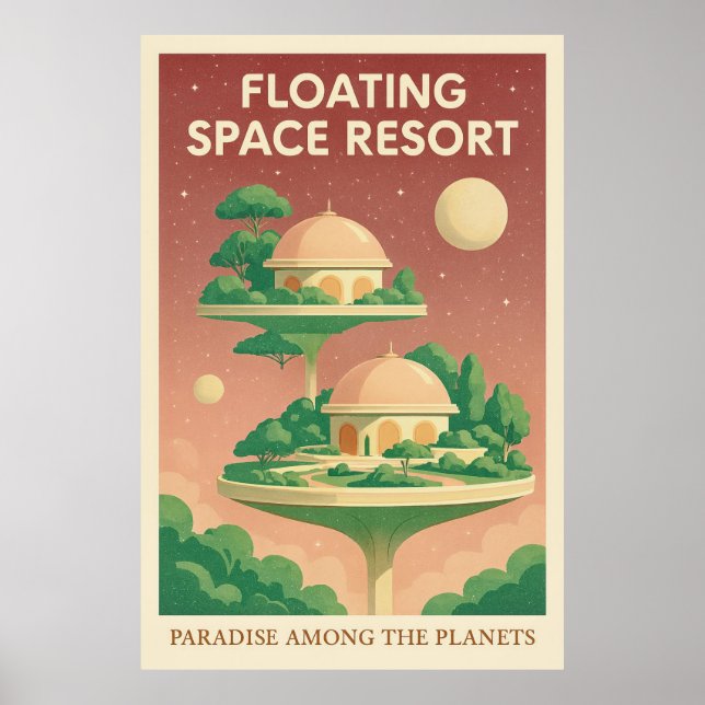 Poster Resort Espacial Flutuante (Frente)