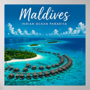 Poster 🧲 Resort Ilha Maldivas Viagem Lembrança 🌊