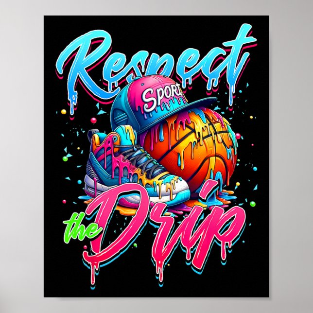 Poster Respect The Drip Sketll Ice Cream Drip With Sprink (Frente)