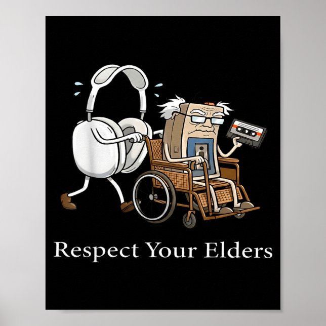 Poster Respect Your Elders Retro Gaming Funny Gamer Contr (Frente)