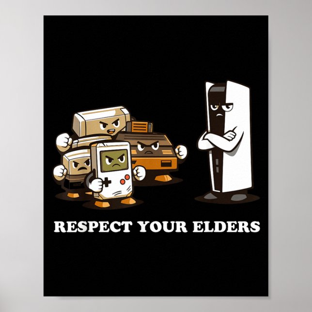 Poster Respect Your Elders T Retro 90s Gaming  (Frente)