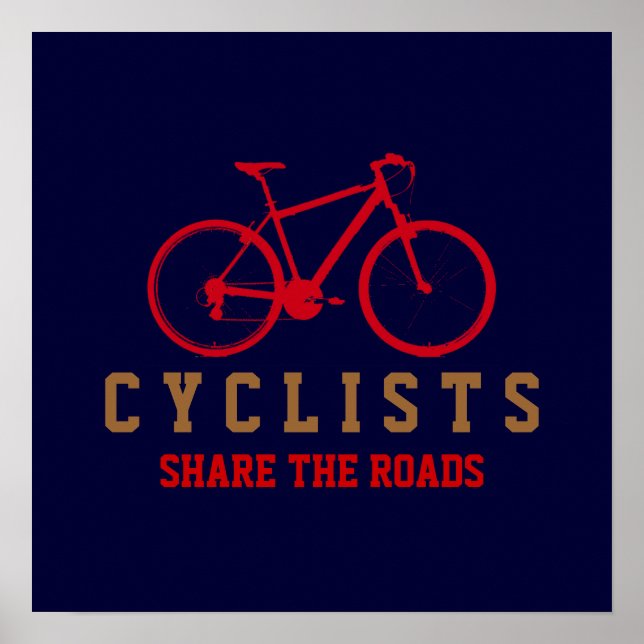 Poster respeitar ciclistas, pedalar (Frente)
