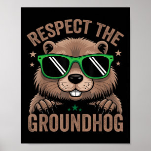 Poster Respeite A Bandeira De Groundhog Usa Woodchuck Gro