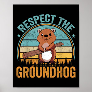 Poster Respeite A Bandeira De Groundhog Usa Woodchuck Gro