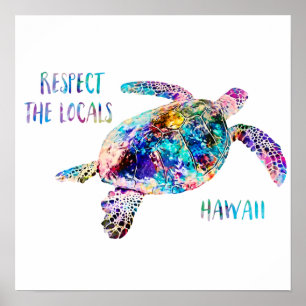 Poster Respeite a citação de Tie Dye Beach de Tartaruga