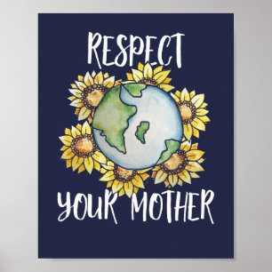 Poster Respeite a sua mãe e sua arte de girassol do dia d