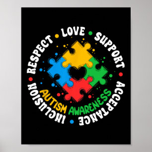 Poster Respeite Amor Apoie Puzzle Azul Conscientização do